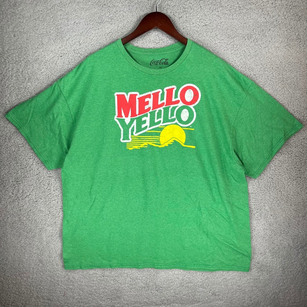 Coca-Cola Mello Yello Graphic T-Shirt Mens 2X Green Heather Short Sleeve Tee